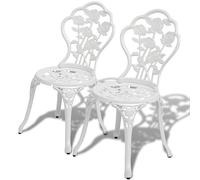 vidaXL 2x Sedie da Bistrò Bianche in Alluminio Seggiole da Giardino ed Esterni