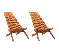 vidaXL 2X Sedie da Giardino Pieghevoli Comode Robuste Rustiche Ergonomiche Profilo Basso Sdraio Interni Esterni Marrone Legno Massello d'Acacia