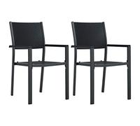 vidaXL 2X Sedie da Giardino Stile Rattan Leggere Robuste Compatte con Braccioli Rustiche Arredi da Esterno Telaio Acciaio Nere in Plastica
