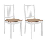 vidaXL 2X Sedie da Pranzo con Cuscini in Poliestere Semplici Eleganti Sala Cucina Ristorante Seggiole Bianco e Crema Legno Massello di Hevea