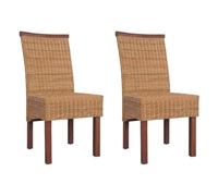 vidaXL 2X Sedie da Pranzo Eleganti Leggere Mobili Sala Salotto Cucina Set Arredi da Interni Seggiole in Rattan Naturale Intrecciato e Abaca Marroni