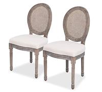 vidaXL 2x Sedie da Pranzo in Polirattan Tessuto Beige Salotto Cucina Seggiole