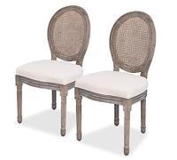 vidaXL 2x Sedie da Pranzo in Polirattan Tessuto Beige Salotto Cucina Seggiole