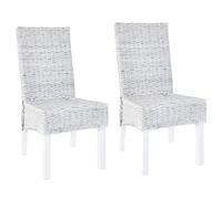 vidaXL 2X Sedie da Pranzo in Rattan Kubu e Legno Mogano Marrone Chiaro Seggiole