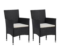 vidaXL 2X Sedie da Pranzo per Giardino con Braccioli Robuste Eleganti Stile Moderno con Cuscini Poltroncine Esterni in Polyrattan Nero