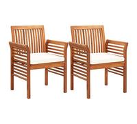 vidaXL 2X Sedie da Pranzo per Giardino con Cuscino e Braccioli Design a Doghe Robuste Eleganti Poltroncine Seggiole Marrone Massello di Acacia