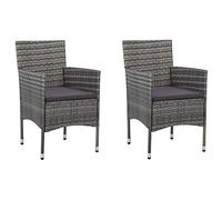 vidaXL 2X Sedie da Pranzo per Giardino con Cuscino Foderato e Braccioli Robuste Moderne Arredi Esterni Seggiole Poltroncine in Polyrattan Grigio