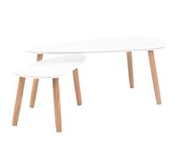 vidaXL 2x Set Tavolini da Caffè Legno Massello Pino Bianchi Tavolo Tavolinetto