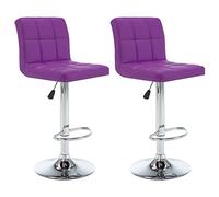 vidaXL 2X Sgabelli da Bar Arredo Sedute Seggiole Mobili Pub Sedie Alte Trespoli Panchetti Poltrone Arredamento Scranni Viola in Similpelle