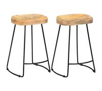 vidaXL 2X Sgabelli da Bar Stile Iconico retrò Robusti Realizzati a Mano Venature Raffinate Durevoli Seggiola Sedute 45x40x62cm Legno Massello di Mango