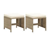 vidaXL 2X Sgabelli da Giardino con Cuscini Sedie da Esterni con Cuscini Sedile per Patio Arredamento da Giardino Mobili da Esterno Polyrattan Beige