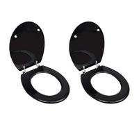 vidaXL 2X Tavolette WC in MDF con Coperchio Nero Sedile Water Gabinetto Bagno