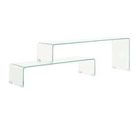 vidaXL 2X Tavolini da caffè Moderni Stile Minimalista Resistenti Comodini Arredo Tavoli Bassi da Salotto 90x30x20/110x30x40 cm in Vetro Temperato