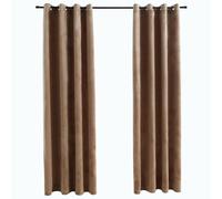 vidaXL 2X Tende Oscuranti con Anelli Classici Eleganti Moderne Tendaggi Casa Rivestimento Finestre Privacy in Metallo e Velluto 140x175cm Beige