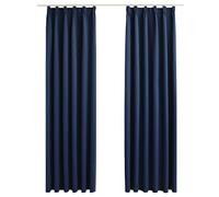 vidaXL 2X Tende Oscuranti con Anelli Classici Eleganti Moderne Tendaggi per la Casa Rivestimento Finestre Privacy in Metallo Blu 140x175 cm