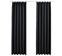 vidaXL 2X Tende Oscuranti con Ganci Classici Eleganti Moderne Tendaggi per la Casa Rivestimento Finestre Privacy in Metallo 140x175cm Nere