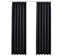vidaXL 2X Tende Oscuranti con Ganci Classici Eleganti Moderne Tendaggi per la Casa Rivestimento Finestre Privacy in Metallo 140x225cm Nere
