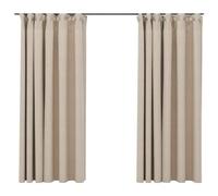 vidaXL 2x Tende Oscuranti con Ganci Tendine Tessili Tendaggi Parasole Complementi Arredo Teli Finestre Drappi Effetto Lino Beige 140x175 cm