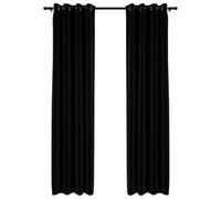 vidaXL 2x Tende Oscuranti con Occhielli Tendaggi Parasole Teli Finestre Drappi Tendine Tessili Complementi Arredo Effetto Lino 140x225cm Nere