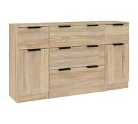 vidaXL Set di Credenze 3 pz Rovere Sonoma in Legno Multistrato