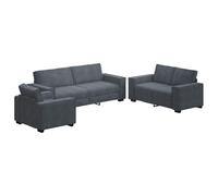vidaXL - Set di Divani 3 pz con Cuscini Grigio Scuro in Velluto