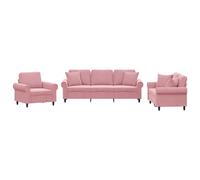 vidaXL 3-delige Loungeset met kussens fluweel roze