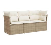 vidaXL Set Divano da Giardino 3 pz con Cuscini Beige in Polyrattan