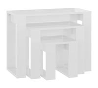 vidaXL Tavolini Impilabili 3 pz Bianco Lucido in Legno Multistrato