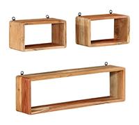 vidaXL Set Mensole Cubiche da Parete 3 pz in Legno Massello di Acacia