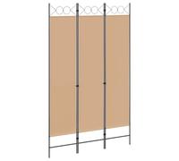 vidaXL Paravento a 3 pannelli Beige 120 x 200 cm Tessuto, Salotto, divisore moderno, schermo pieghevole, partizione in poliestere, separatore privacy interno, decorazione