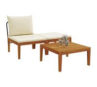 vidaXL 3 pcs Set da Giardino con Cuscini Naturale, Divano da Giardino, Design Moderno, Legno Massello, Facile da Pulire, Sezione per Patio, Balcone, Giardino