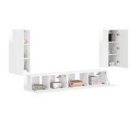 vidaXL 3 pezzi bianco lucido, decorazione moderna, centro di intrattenimento, soggiorno, mobili pratici, unità di stoccaggio, supporto multimediale, scaffali funzionali