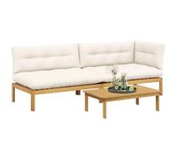 vidaXL 3 pezzi giardino pallet divano unità in legno massello acacacia, giardino e terrazza, divano esterno rustico resistente alle intemperie, mobili in legno di acacia, mobili da terrazza
