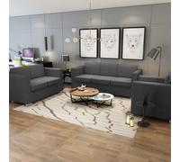 vidaXL 3 Pz Set di Divani in Stoffa Grigio Scuro