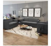 vidaXL 3 Pz Set di Divani in Stoffa Grigio Scuro