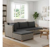 vidaXL 3 pz Set Lounge in Rattan con Cuscini GENDT Rattan naturale