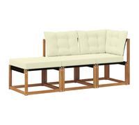 vidaXL Divano modulare da Esterno con Cuscino 3 Pezzo Naturale e Crema, Mobili da Balcone in Legno di Acacia, Set Lounge Resistente per Esterni, Design alla Moda, Resistente agli Agenti atmosferici