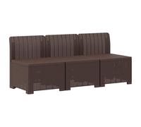 vidaXL 3-zits Tuinbank in Rattan Look PP Bruin