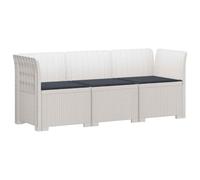 Divano da giardino 3 posti con cuscini in look rattan PP Bianco