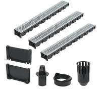 vidaXL 3X Canalette di Drenaggio Acciaio Zincato 3 m Scolo Acqua Filtraggio