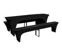 vidaXL 3X Fodere Elasticizzate Tavolo e Panchine Nere 220x70x80cm Copritavolo