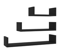 vidaXL 3X Mensole a Muro Robuste Resistenti Moderne Espositori Libri CD Scaffali a Sospensione Mobili Pensili Nero in Truciolato