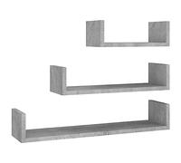 vidaXL 3x Mensole a Muro Robuste Resistenti Moderne Espositori Libri CD Scaffali a Sospensione Mobili Pensili Grigio Cemento in Truciolato