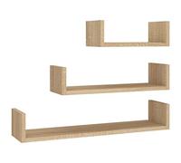 vidaXL 3x Mensole a Muro Robuste Resistenti Moderne Espositori Libri CD Scaffali a Sospensione Mobili Pensili Rovere Sonoma in Truciolato