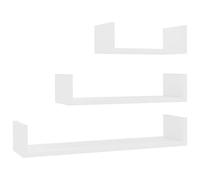 vidaXL 3x Mensole a Muro Robuste Resistenti Moderne Espositori Libri CD Scaffali a Sospensione Mobili Pensili Bianco in Multistrato