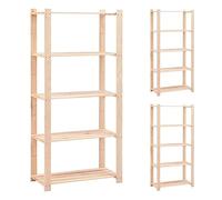 vidaXL 3X Scaffali a 5 Livelli Salvaspazio Robusti Durevoli Casellari Arredi Casa Cantina 80x38x170 cm 250 kg Naturale Legno Massello di Pino