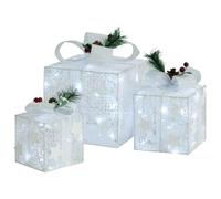 vidaXL 3X Scatole Regalo Decorative Natale Decorazioni Natalizie Illuminazione Addobbi Feste FESTIVITÀ Invernali Bianche da Esterno Interni