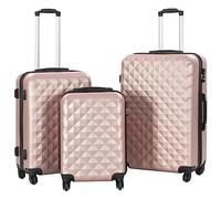 vidaXL 3x Trolley a Custodia Rigida Fodera Cinghie Interne Chiusura Sicurezza Bagaglio Valigie Ruote Girevoli Oro Rosa in ABS Misure Diverse