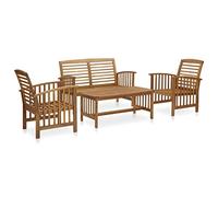 vidaXL Set Divani da Giardino 4 pz in Legno Massello di Acacia