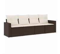 vidaXL Set Divano da Giardino 4 pz con Cuscini Marrone in Polyrattan